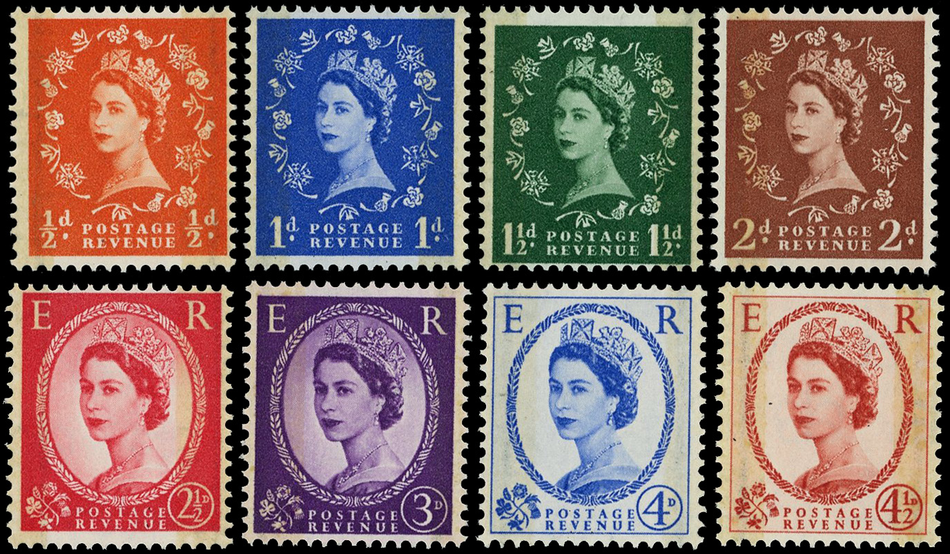 1959 ½d to 4½d phosphor-graphite set of 8,...