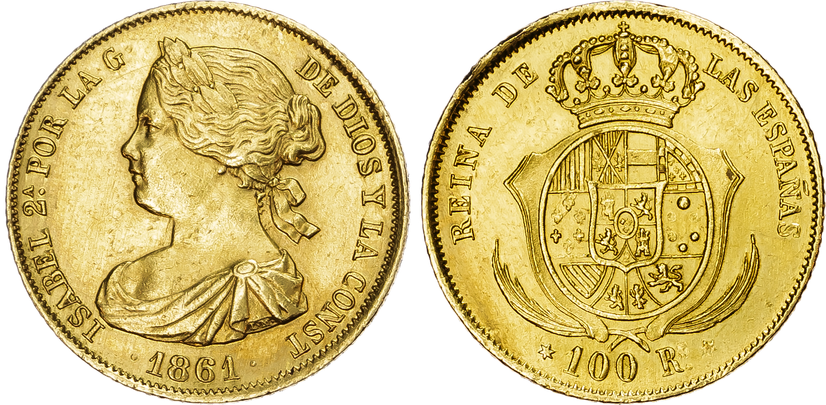 Spain, Kingdom. Isabel II AV 100 Reales. Madrid mint, 1861.