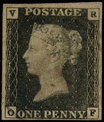 1840 V R OFFICIAL 1d black (OF) four close...
