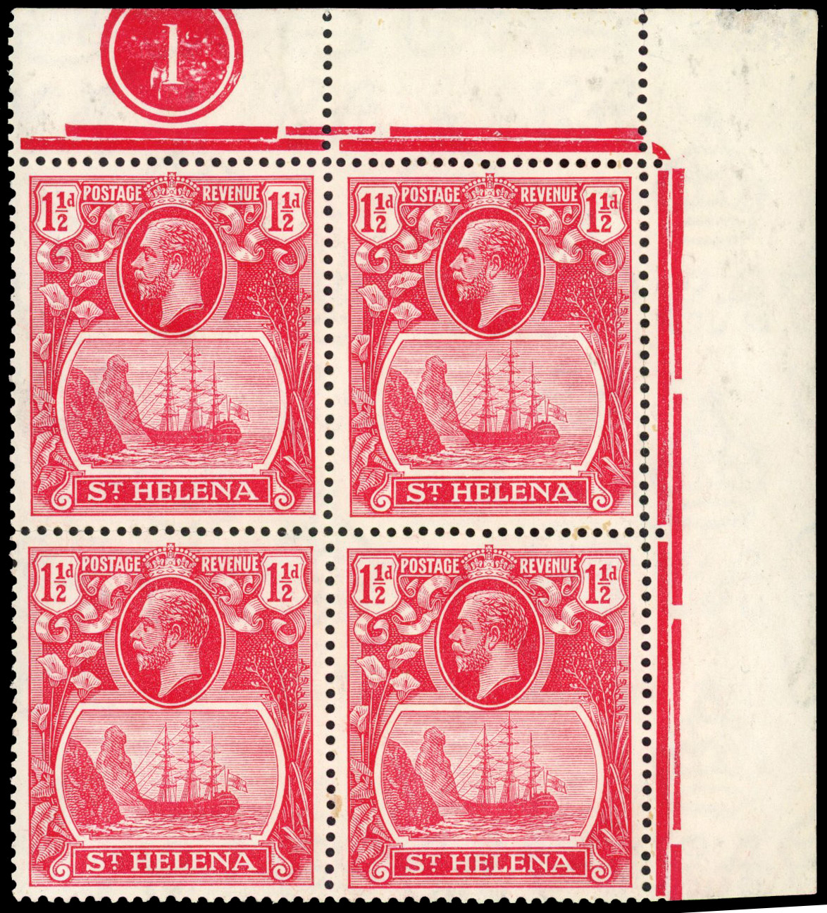 St Helena SG 99e Plate block mint