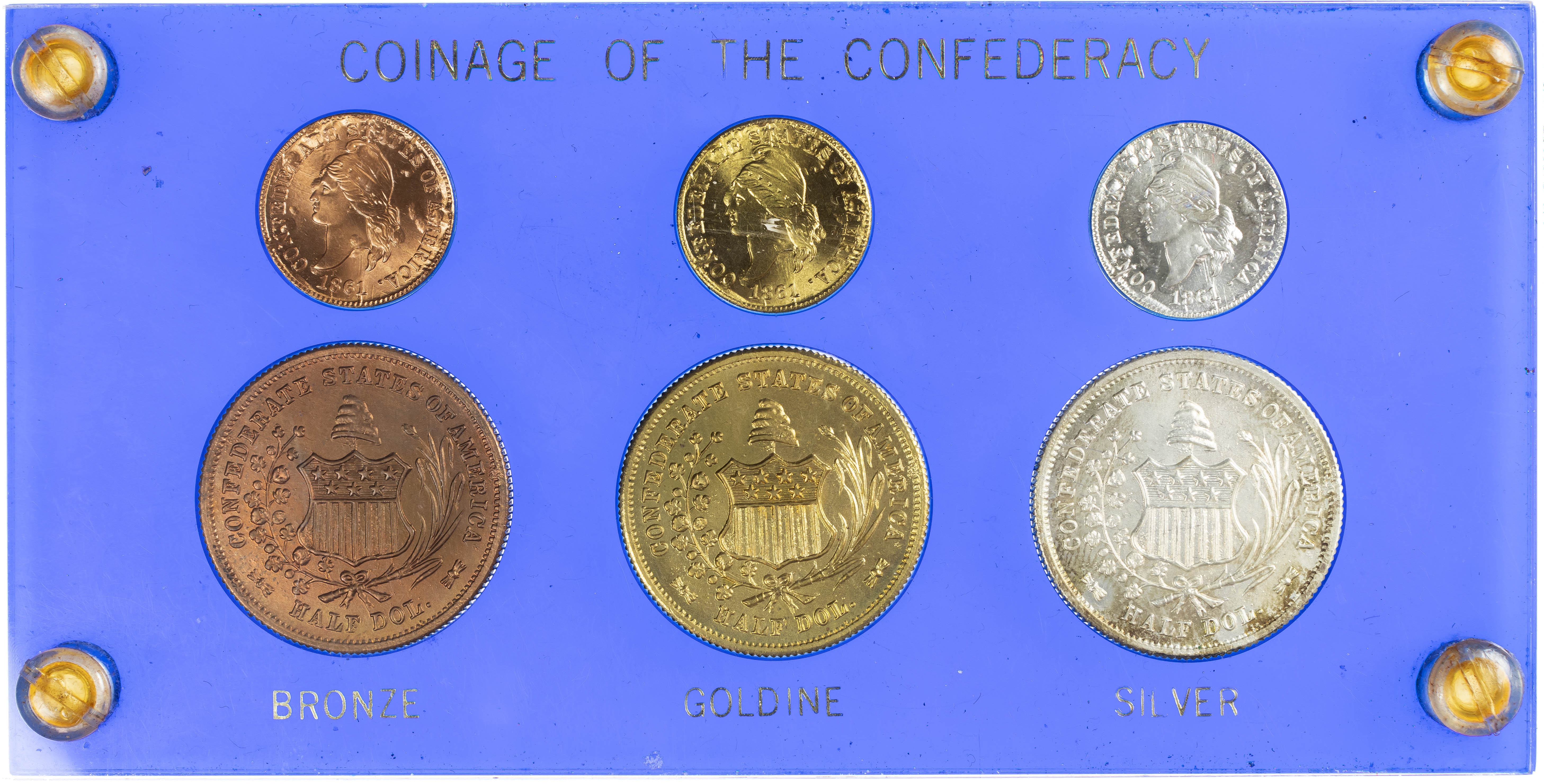 USA, Set of Robert Bashlow Confederate Coinage Restrike Tokens, 1962
