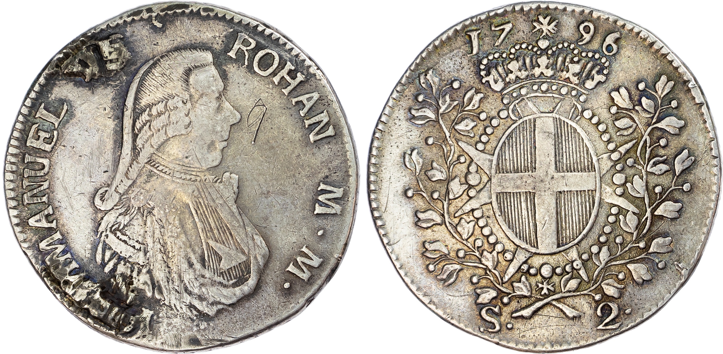 Malta. Emmanuel de Rohan AR 2 Scudi. 1796MM.