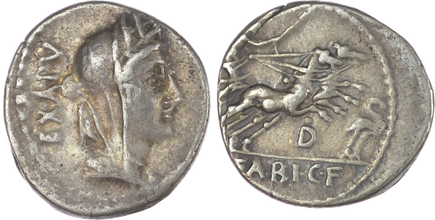 C. Fabius Hadrianus (102 BC) AR Denarius, Rome, 3.85g. EX A PV, turreted, draped and veiled head of Cybele facing right.