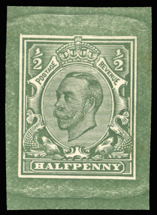 Great Britain 1912 ½d Green (Die 2, 6th Oct 1911). Very fine stage 3 uncleared die proof, printed in green on proo…