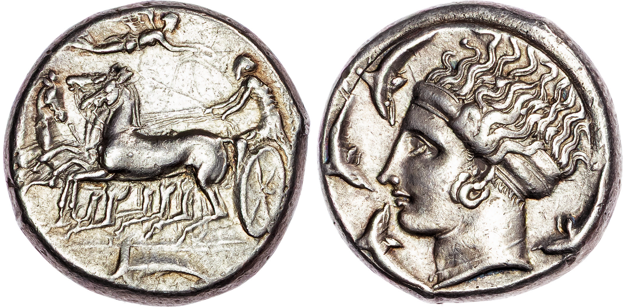 Sicily, Syracuse, Second Democracy (c. 466-405 BC) AR Tetradrachm, struck from unsigned dies in the style of Eukleidas,