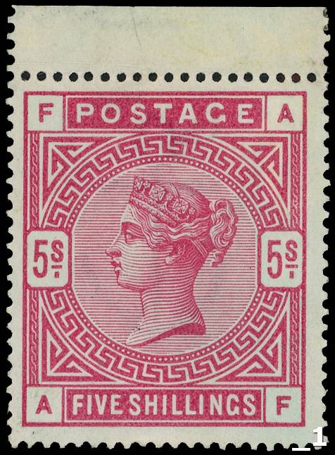 1883 5s rose on blued paper.