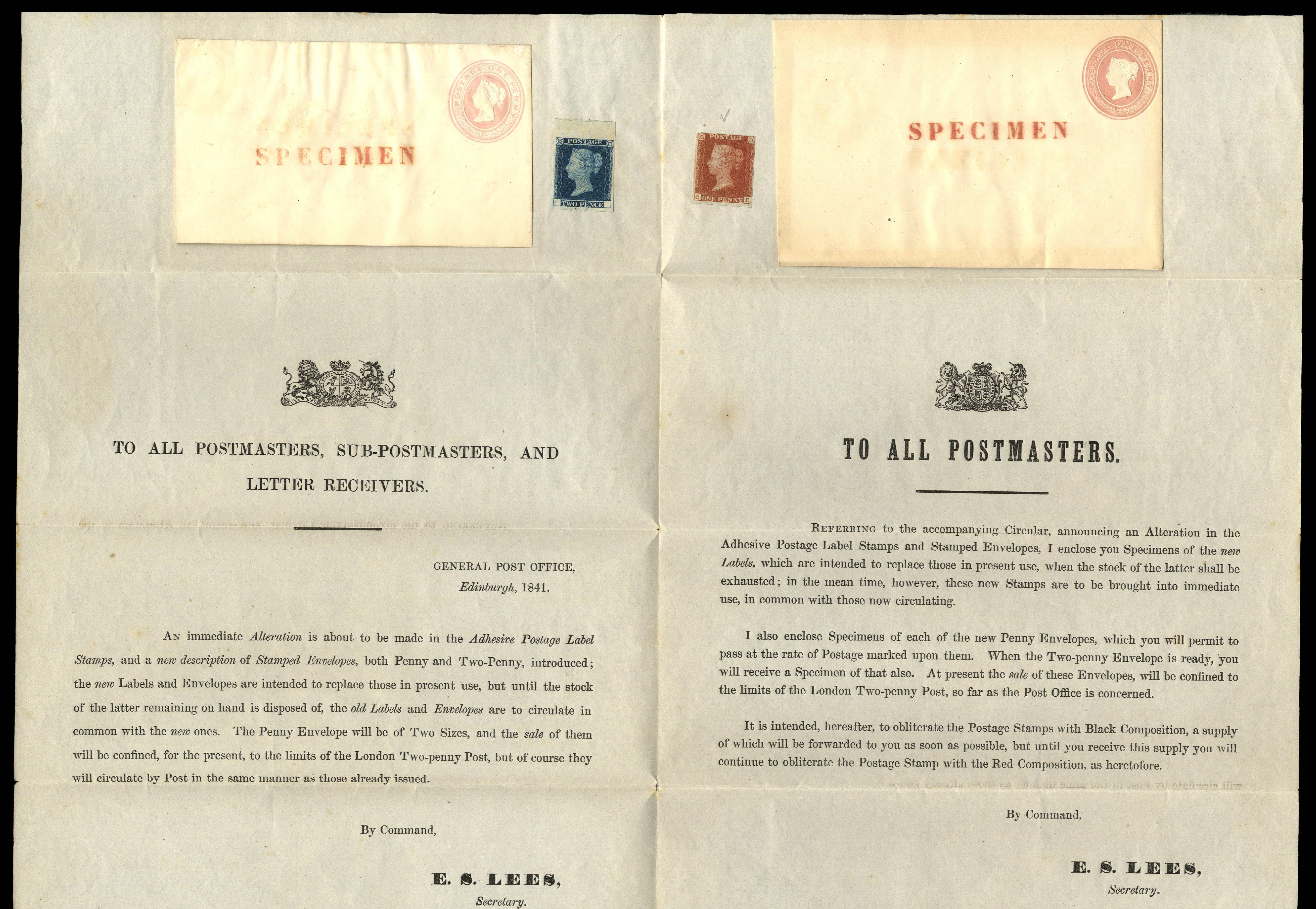 Great Britain 1841 Postal Notice number 3, pristine notice complete with original wrapper