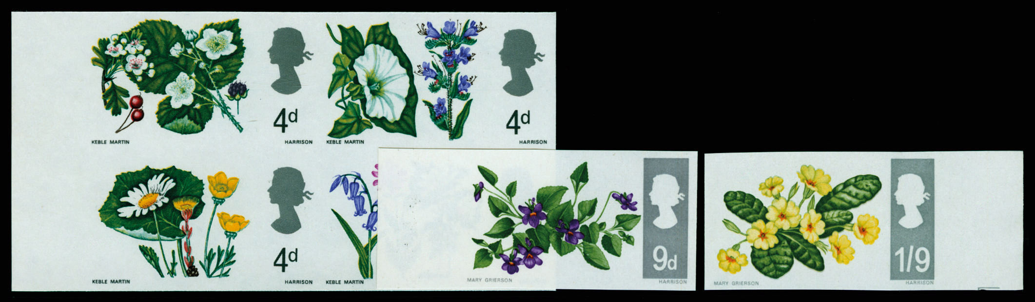 GB 1967 4d-1s9d British wild flowers (Ordinary). Superb unmounted o.g. marginal set of six imperforate … SG717/22var
