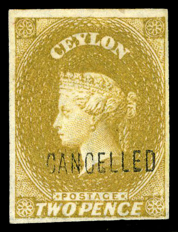 Ceylon SG 64c imperf imprimatur