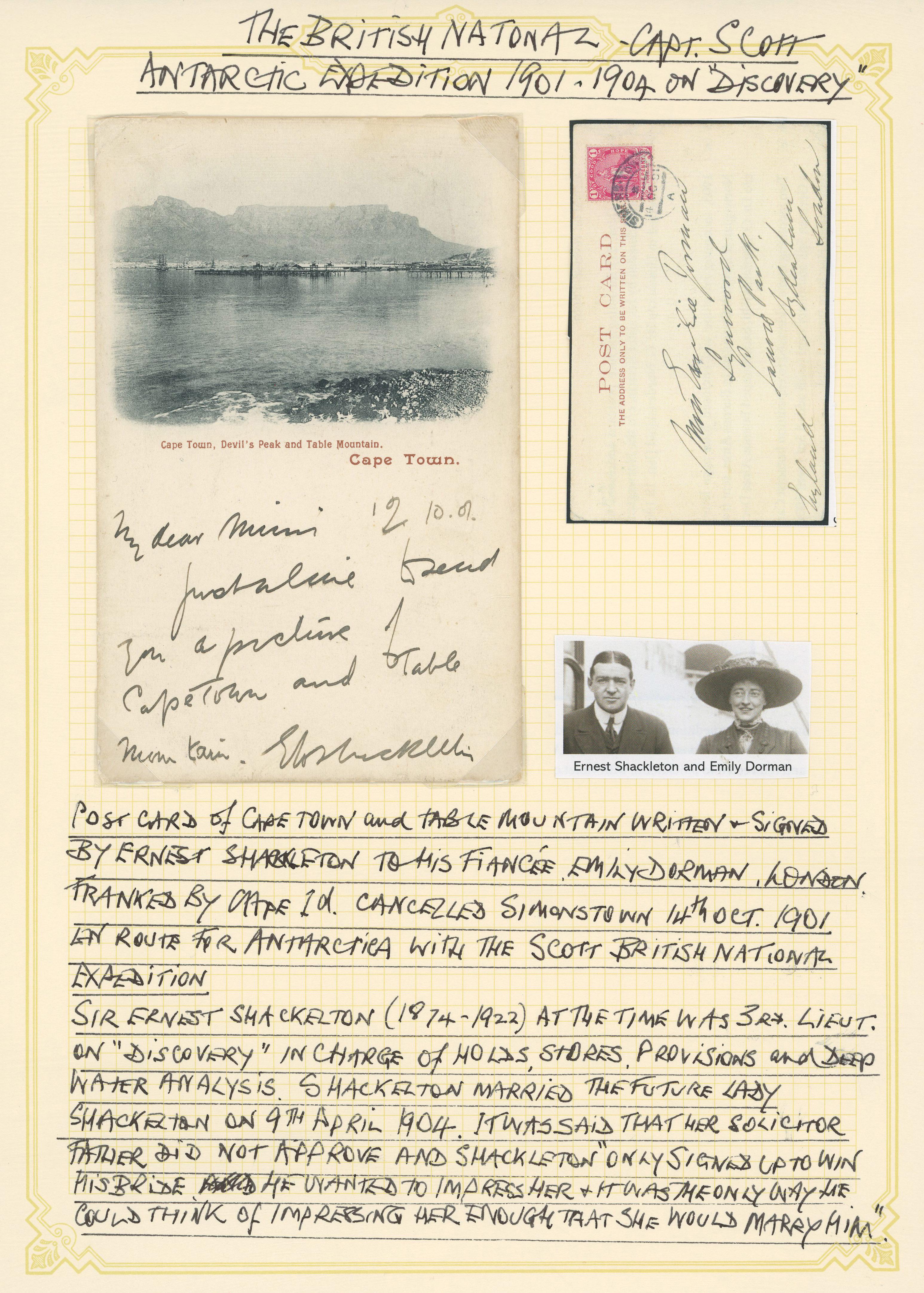 Antarctica 1901 Cape postcard from Ernest Shackleton