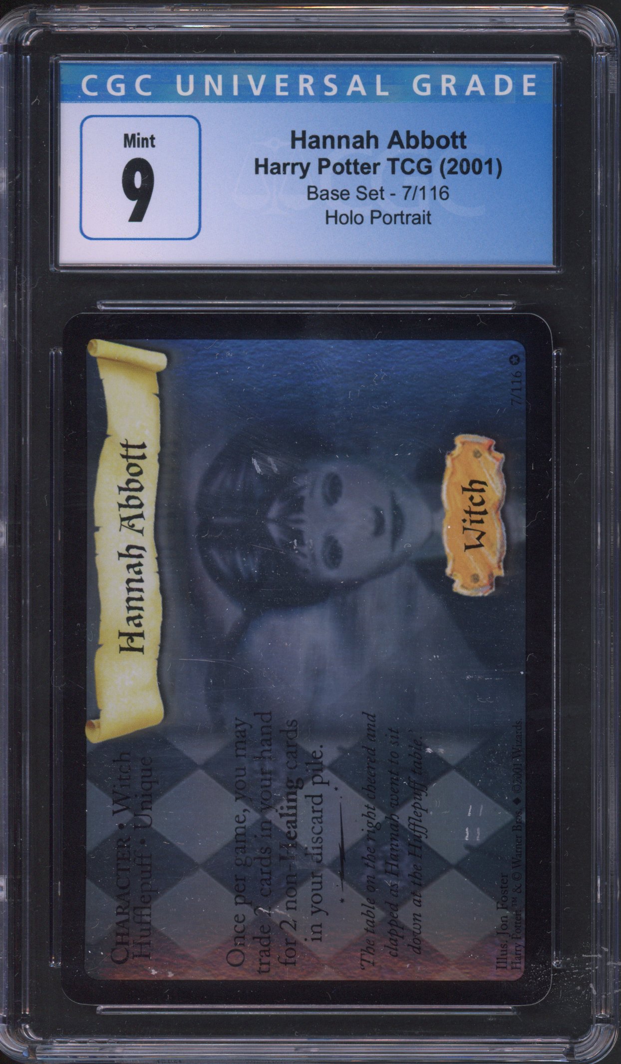 Harry Potter TCG - CGC 9 Hannah Abbott Portrait Holo Base Set #7/116 