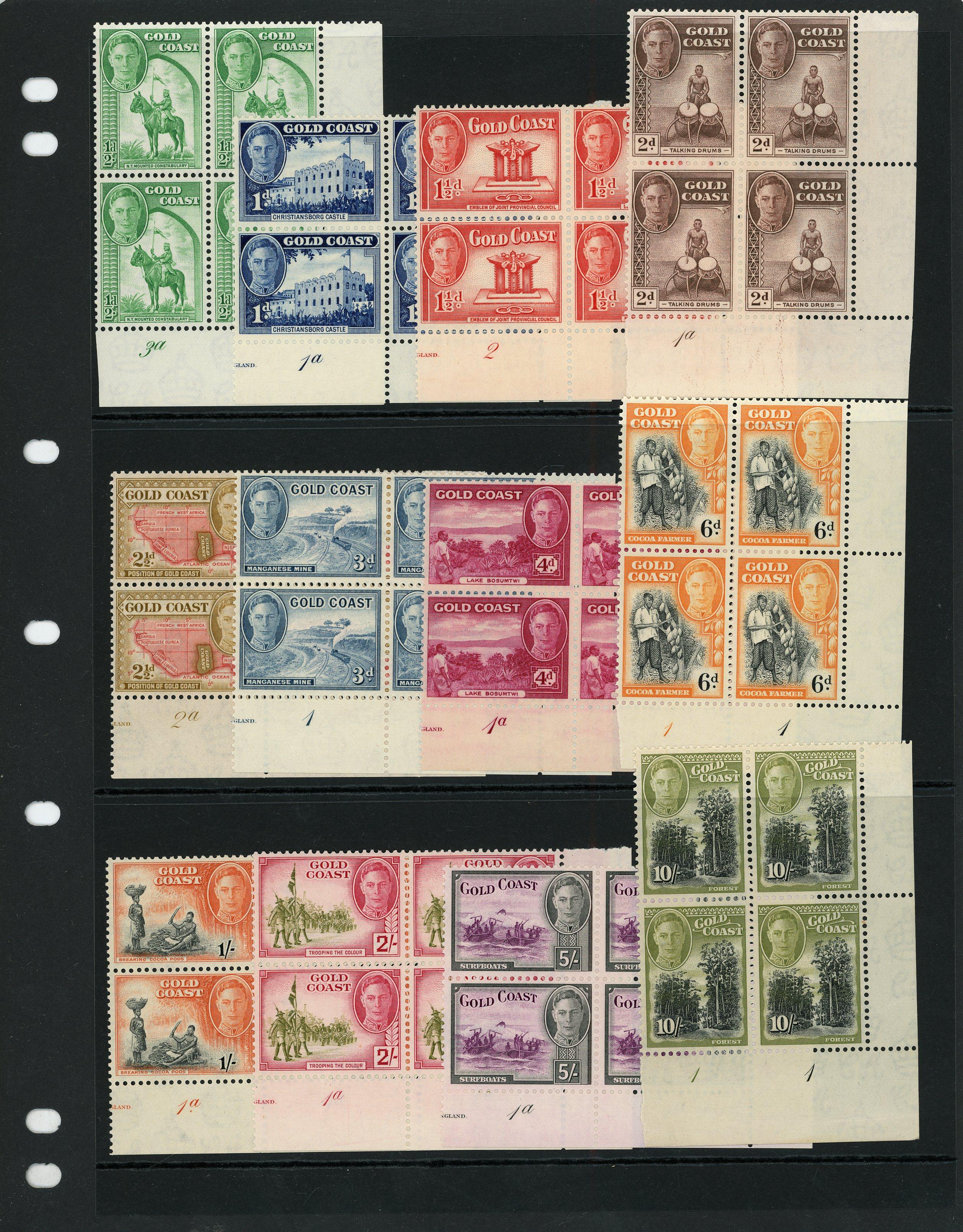 Gold Coast SG 135-146 Plate blocks mint
