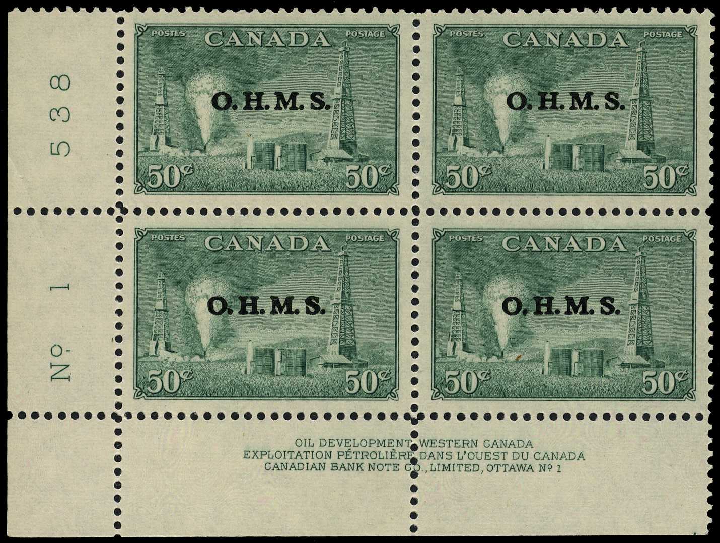 Officials. 1950 50ct Oil Wells overprinted...