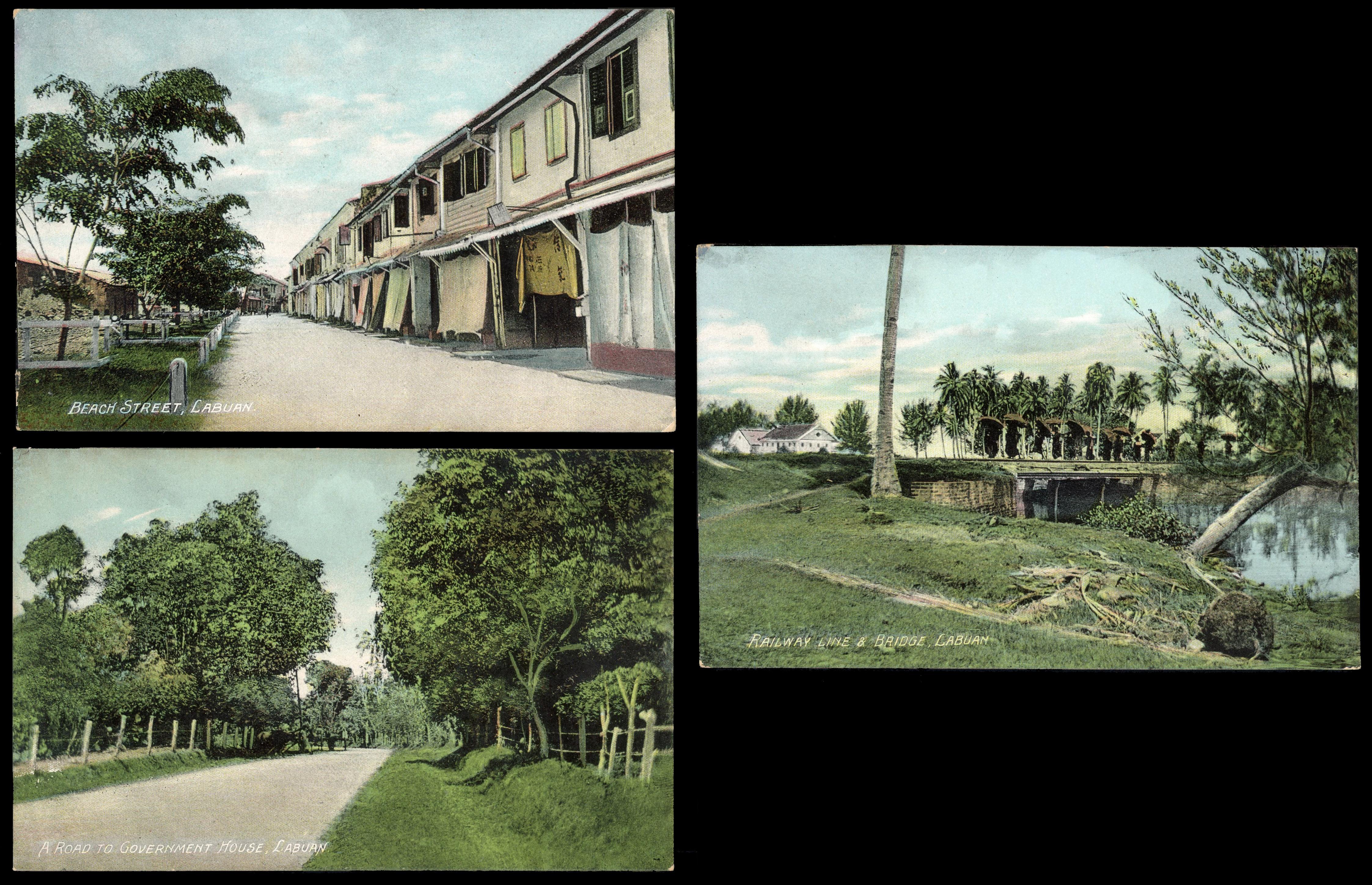 Labuan colour picture postcards x3 unused
