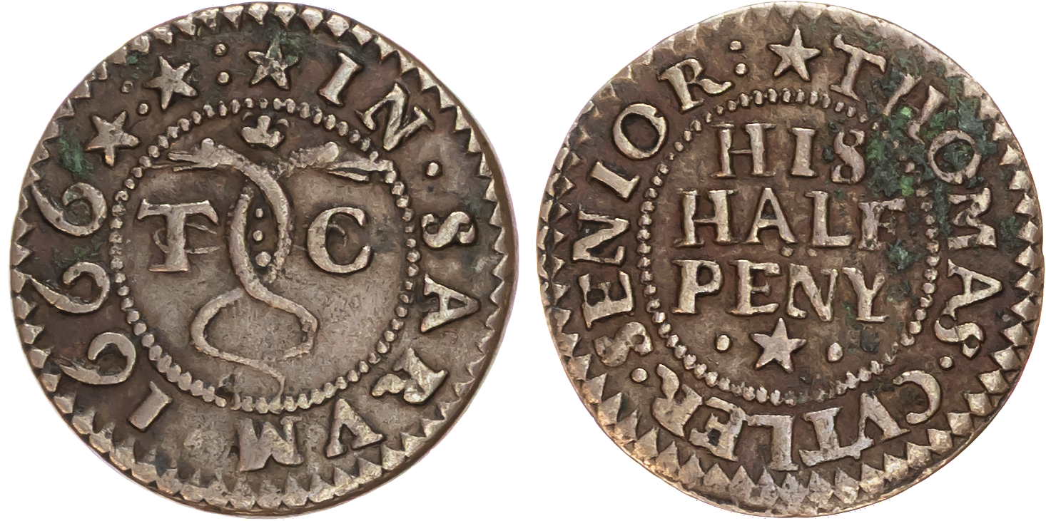 Wilts Salisbury, Thomas Cutler Senior Halfpenny 1666.