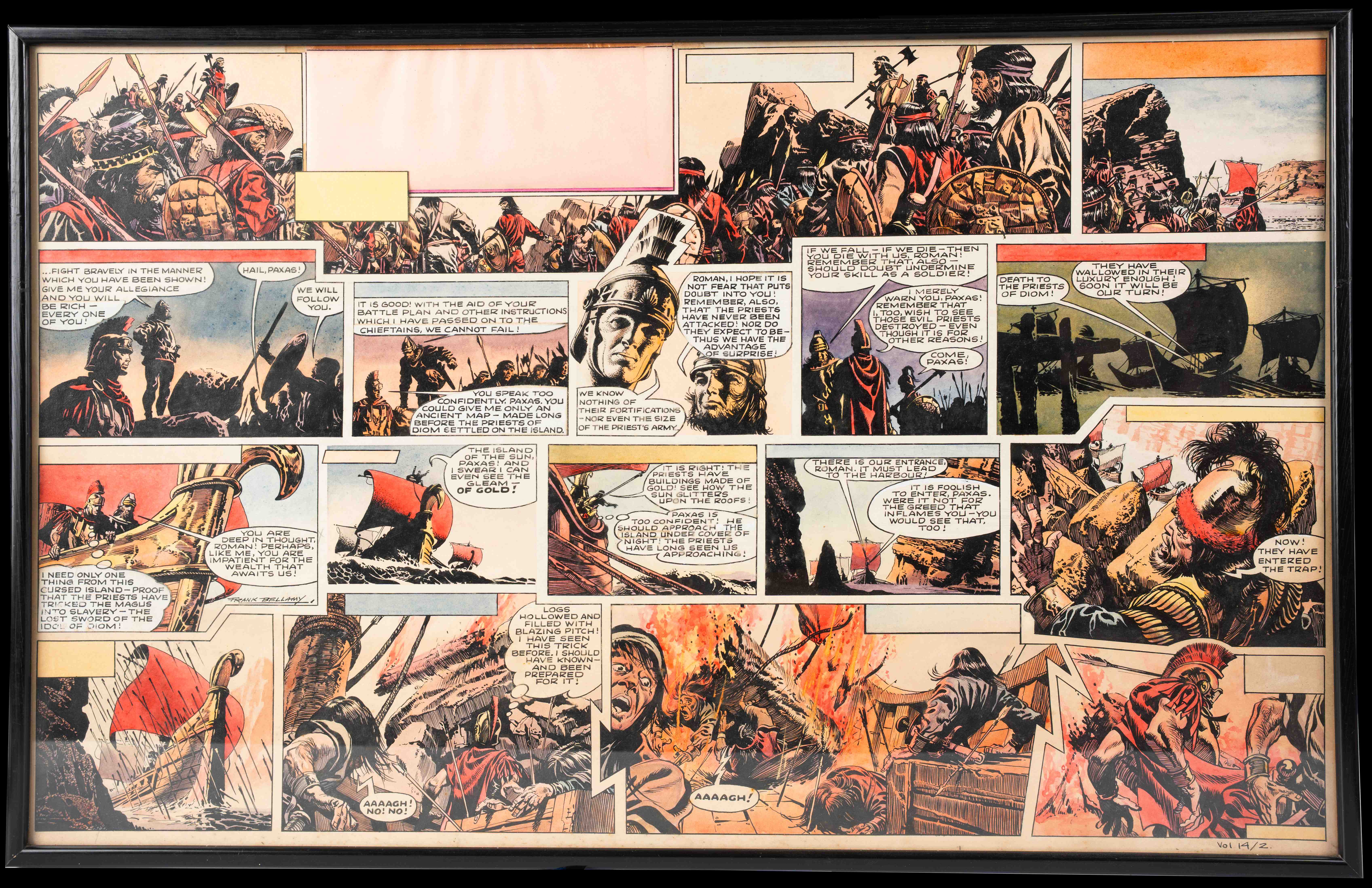 Frank Bellamy Eagle Magazine Vol 14 #2 "Heros The Spartan: Episode 12" Two Page Original Art (Longacre Press, 1963)