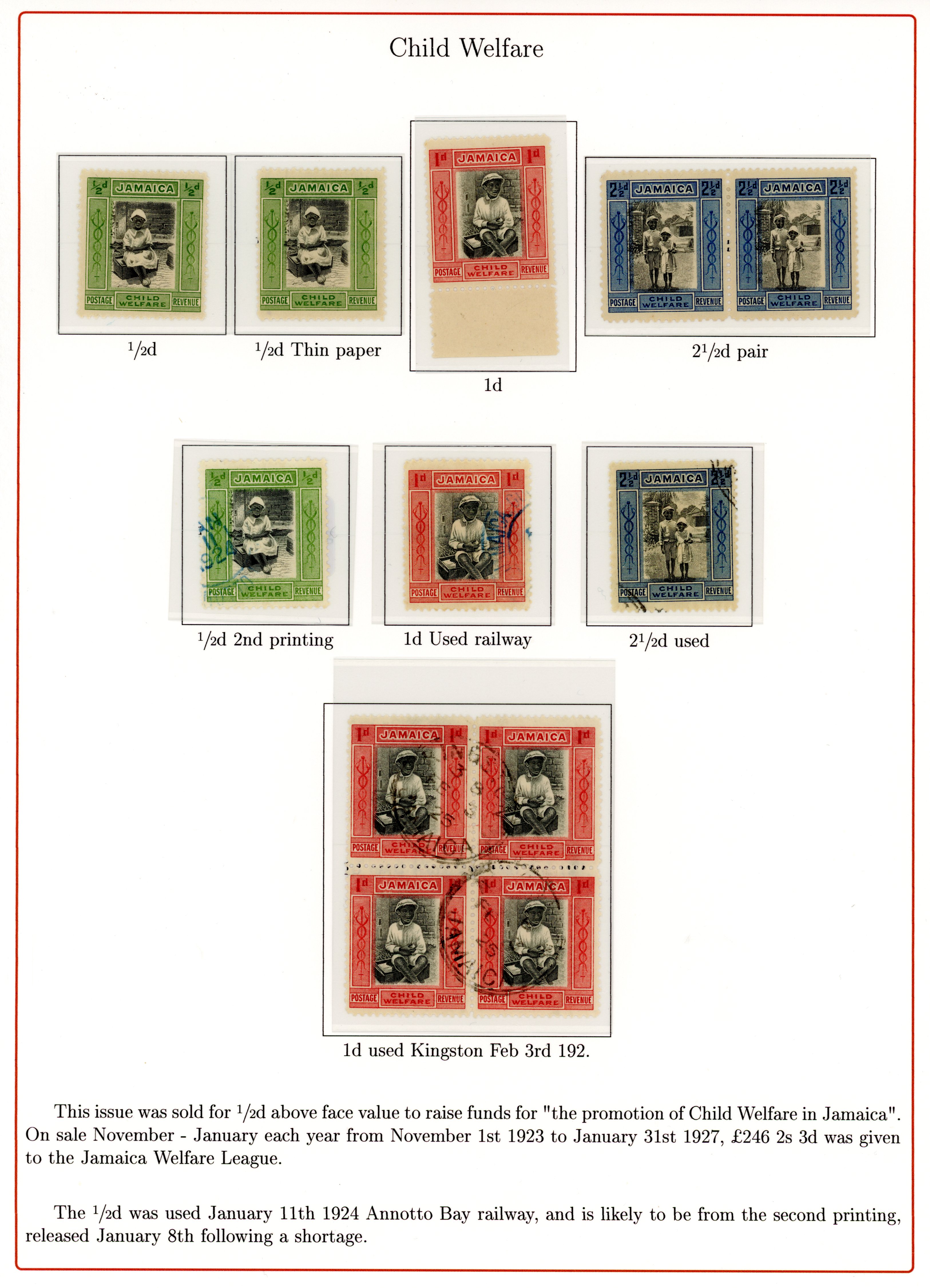 1923 Child Welfare, copies of the three photographs used for the vignette designs, signed by the photographer Violet Taylor