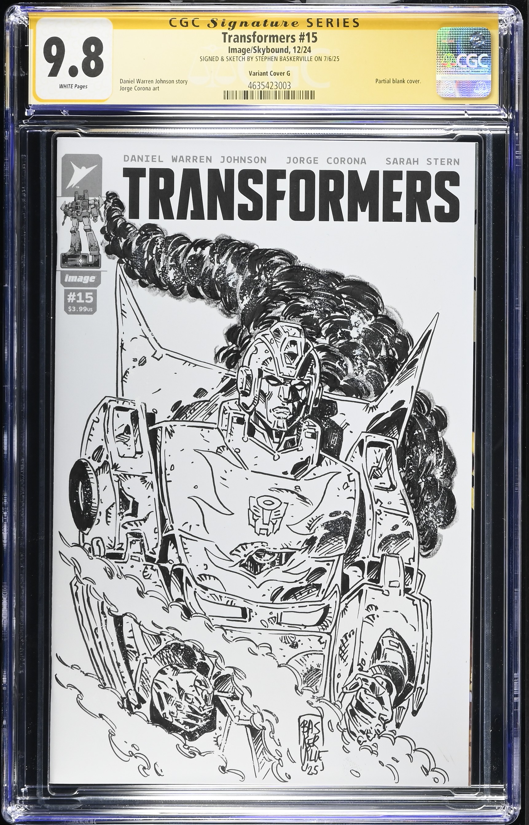 Transformers #15 (Image Comics/Skybound 2024) CGC 9.8 Signed and sketched by Stephen Baskerville Hot Rod