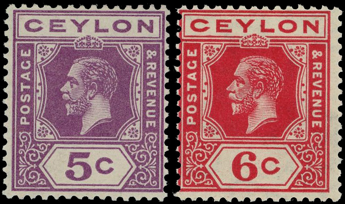 Ceylon SG 303a, 306a mint