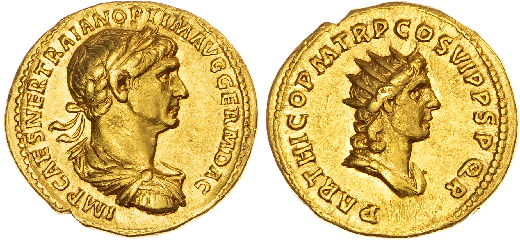 Trajan (AD 98-117) AV Aureus, Rome, AD 116-117, 7.18g.