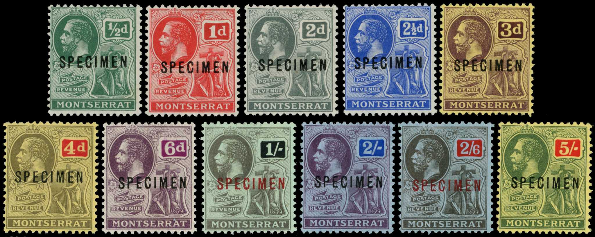 1916-22 ½d to 5s set of 11 overprinted...