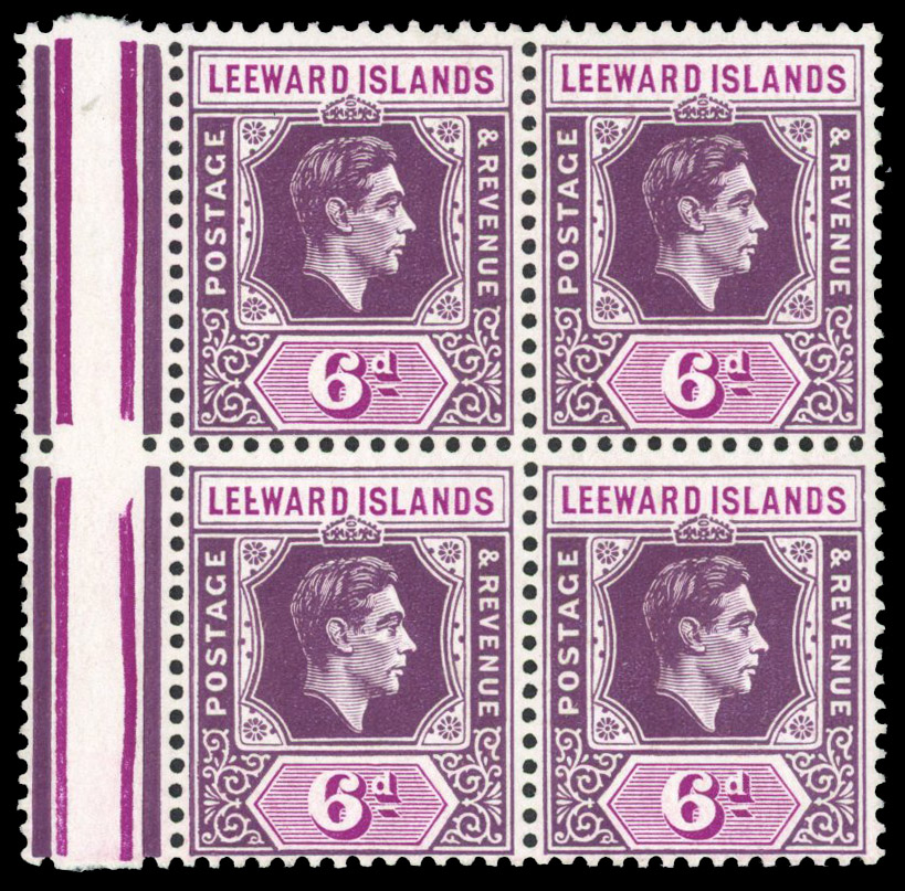 Leeward Islands SG 109ba block mint