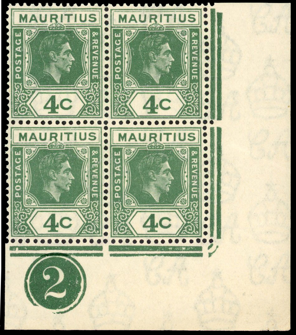 Mauritius SG 254a, b Plate block mint
