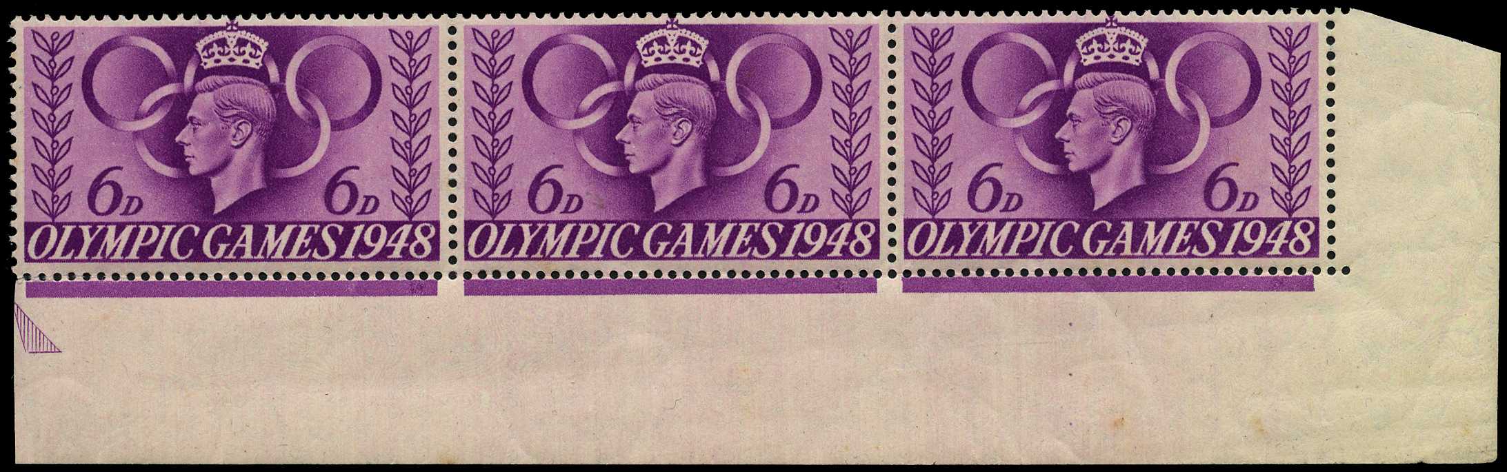 1948 6d Olympic Games l/r corner,...