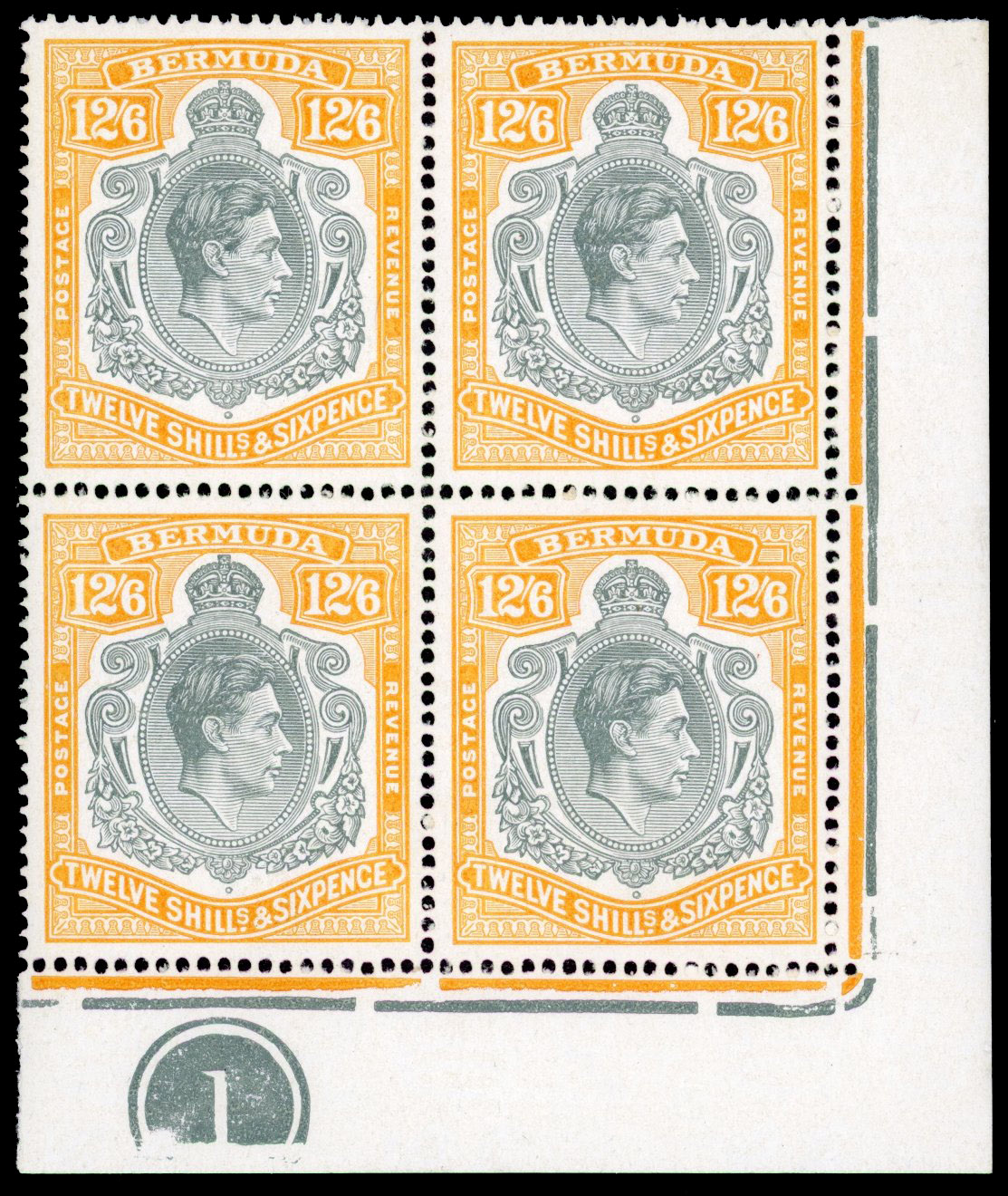 Bermuda SG 120c Plate block mint