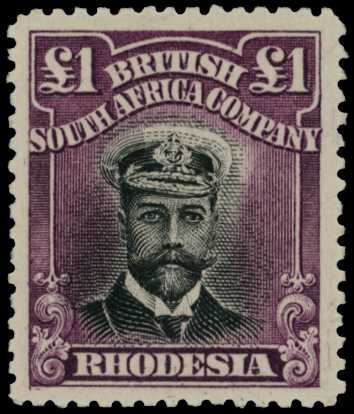 1913-7 £1 Head Die II, perf 14. Large part...