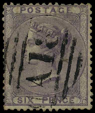 GB USED ABROAD: 1858-60 6d lilac with...
