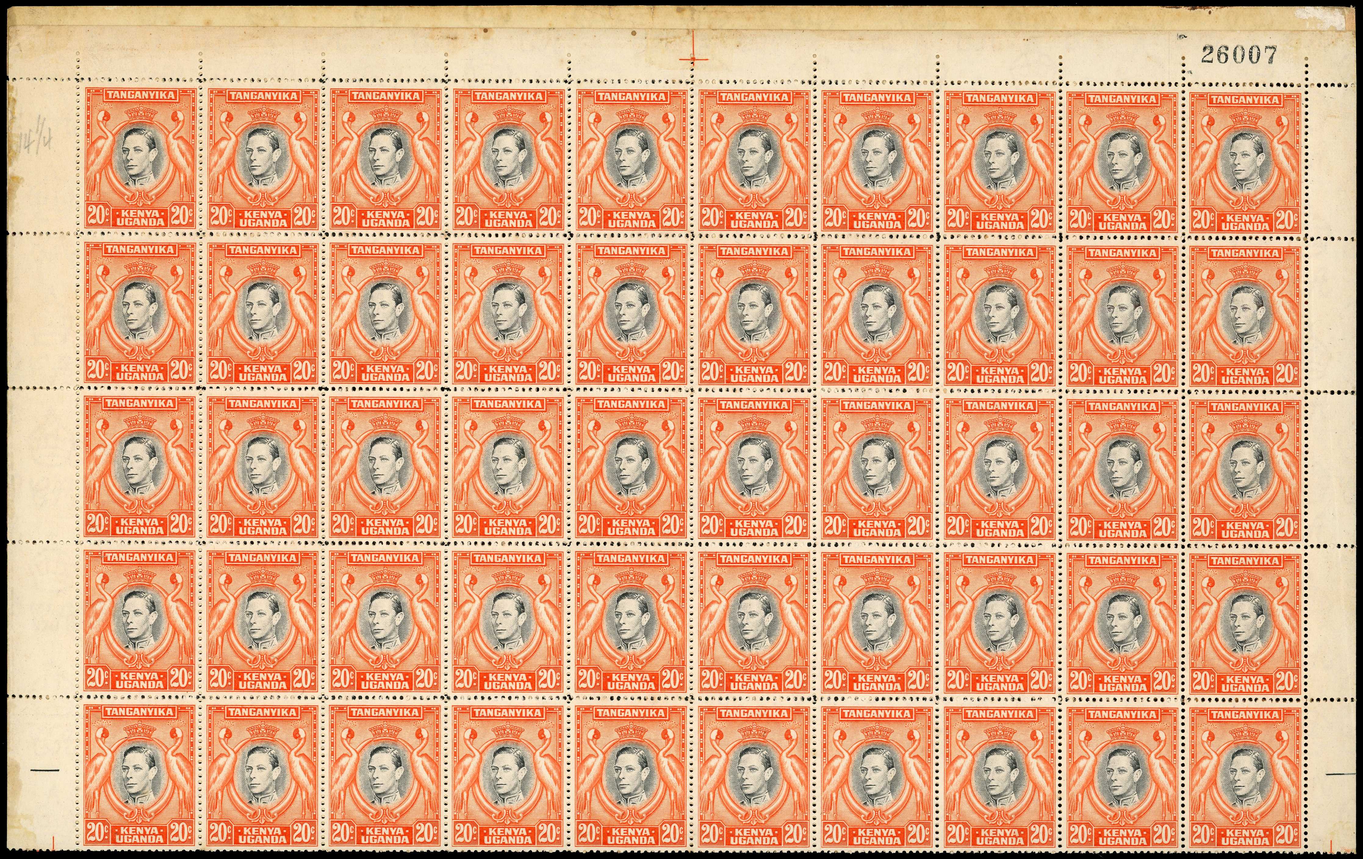 1941 20c black and orange perf 14 complete...