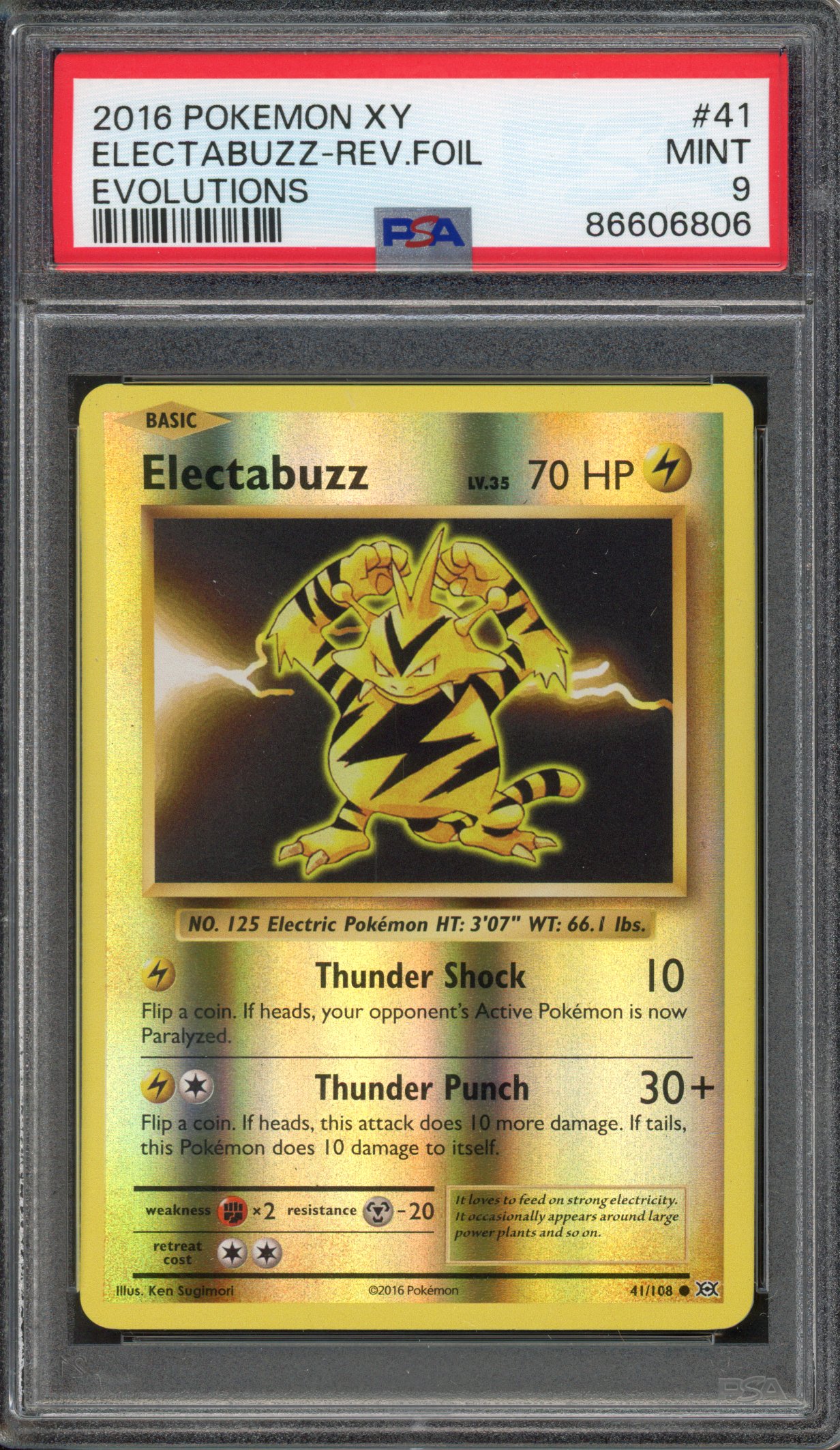 Pokémon TCG - PSA 9 Electabuzz Rev Foil - Evolutions 2016  