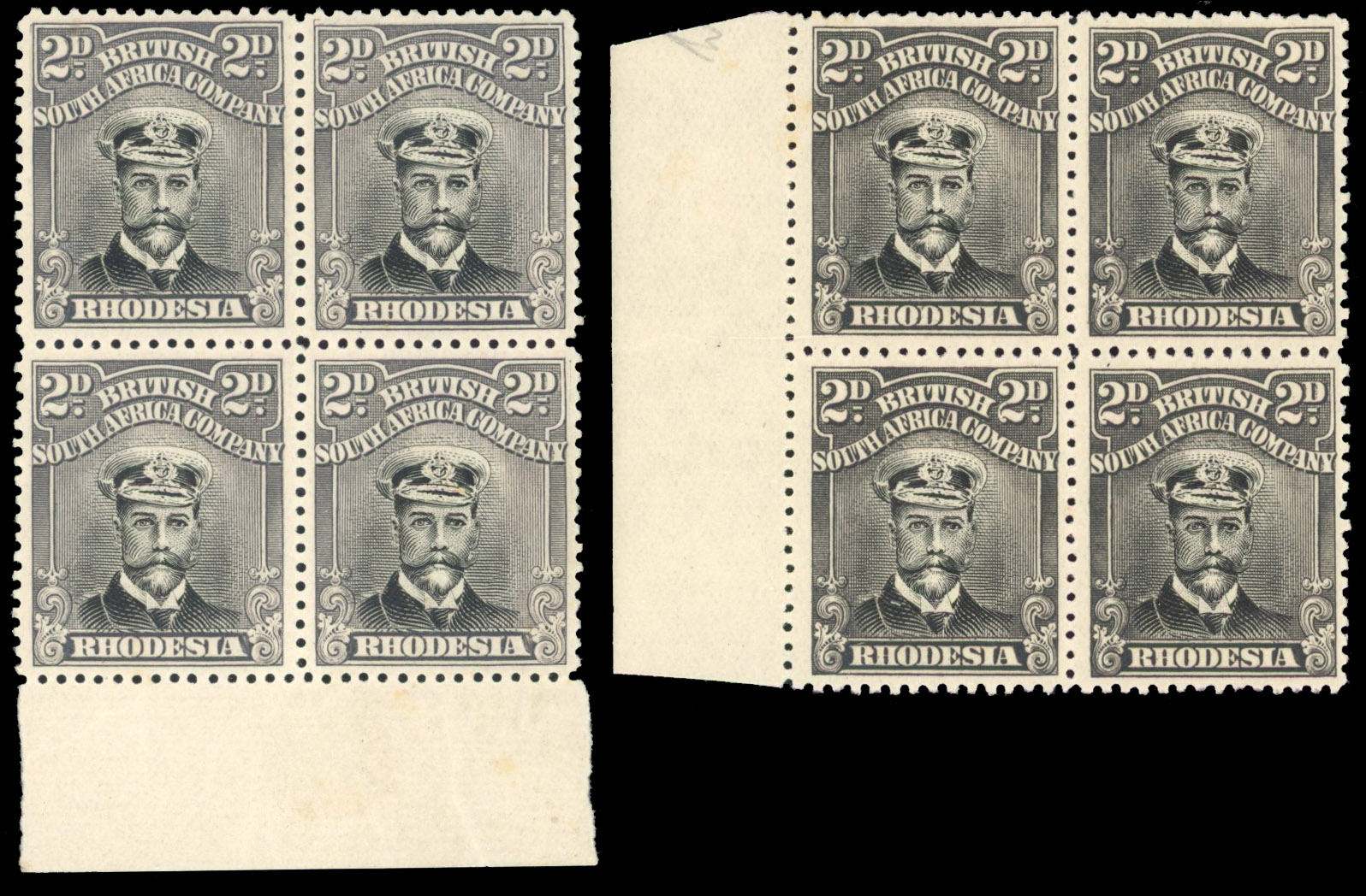 Rhodesia 2d SG 291 group pair of blocks mint