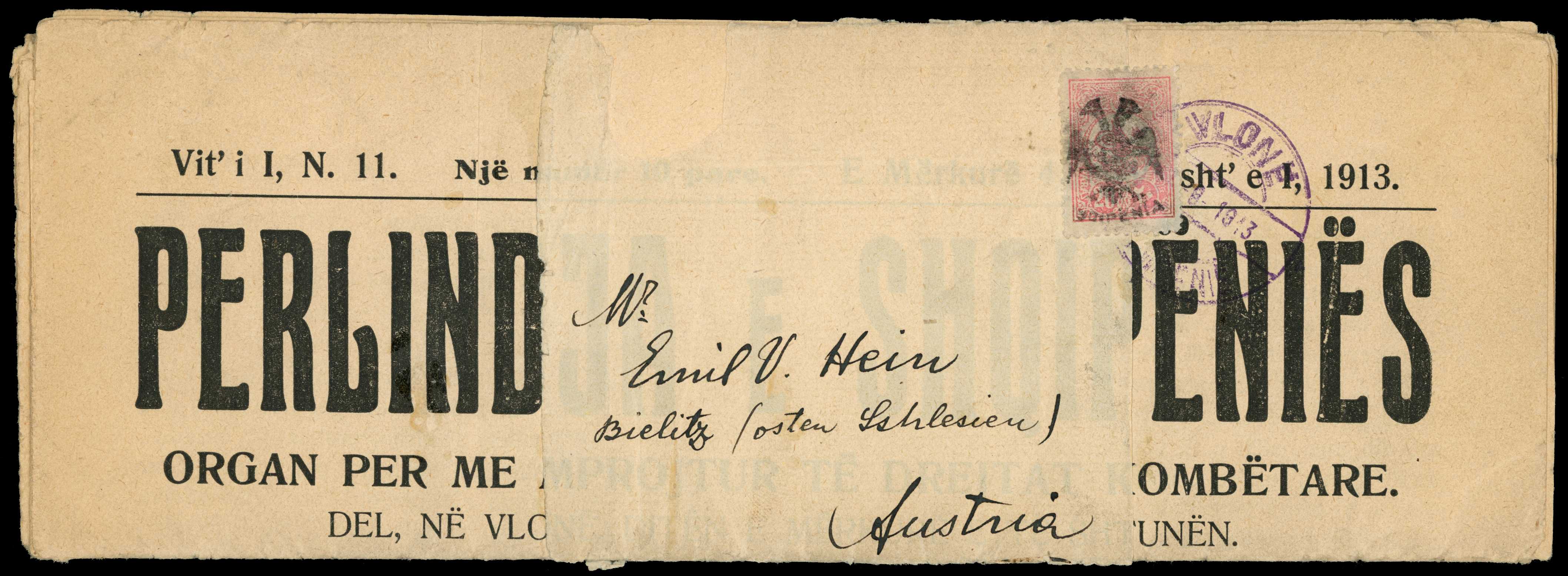 1913 Newspaper with wrapper addressed to...
