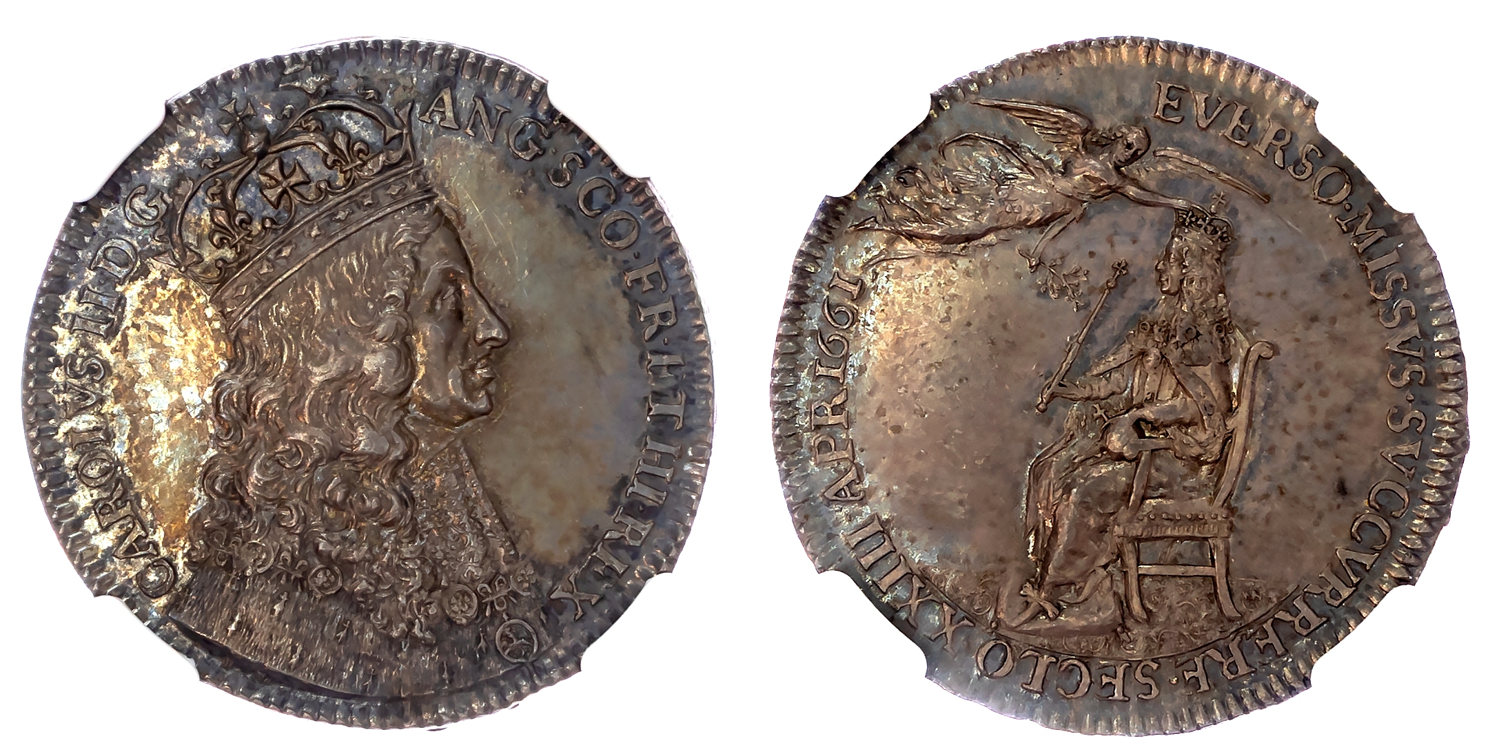 Charles II 1660-1685. Coronation 1661, official AR medal (30mm), dated 23 April 1661 by T. Simon.