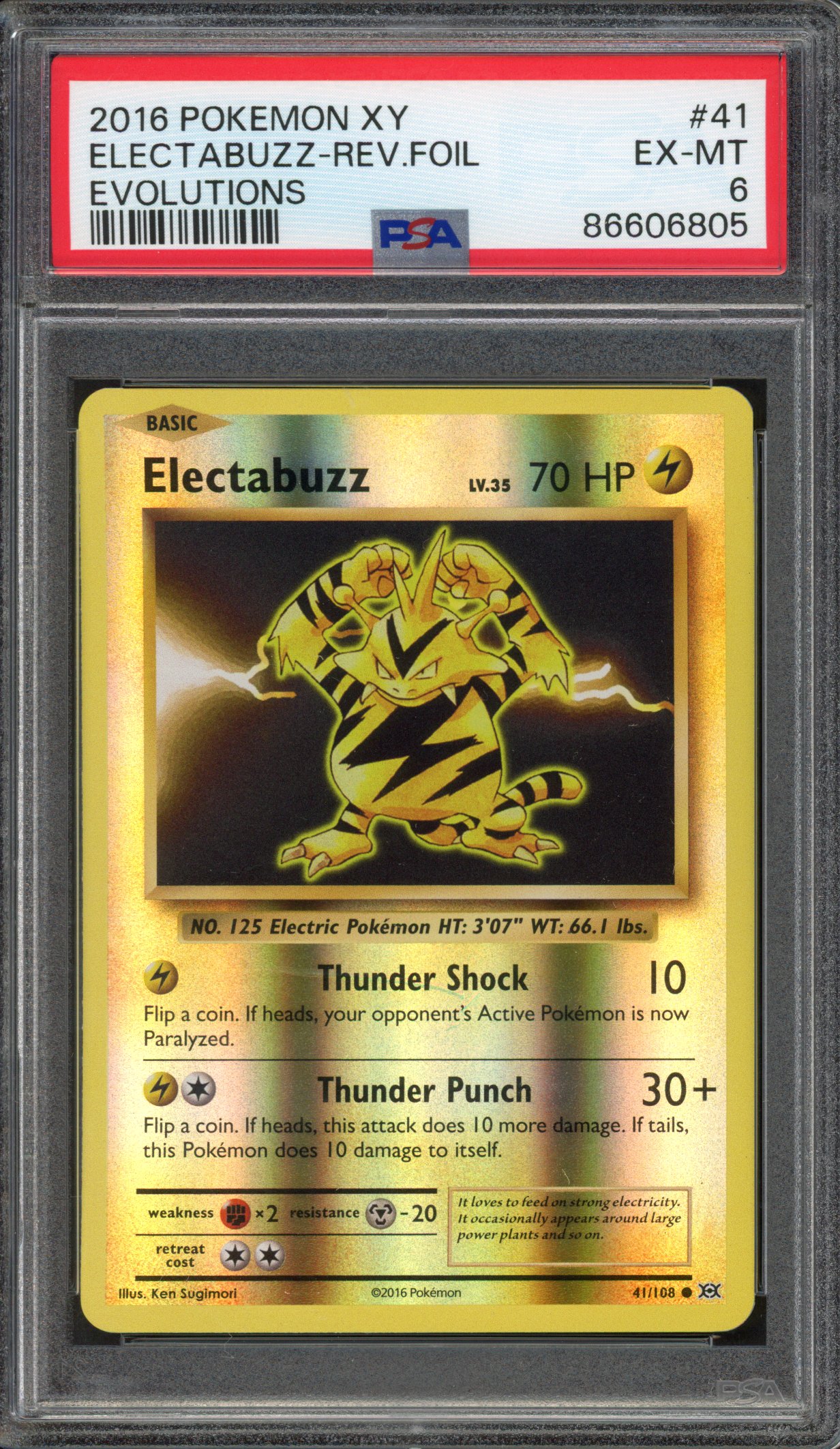 Pokémon TCG - PSA 6 Eletabuzz Rev Foil - Evolutions 2016  