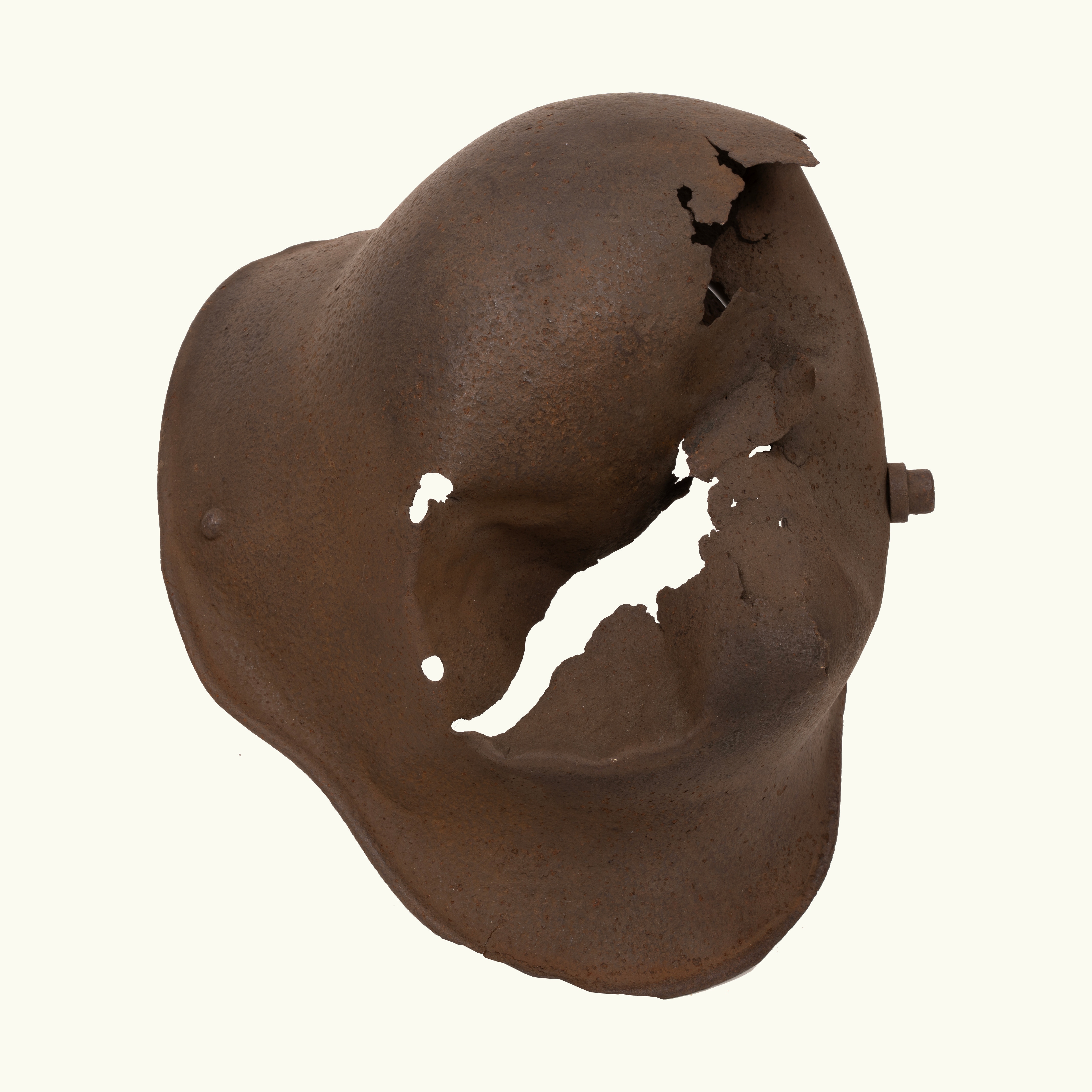 Imperial German Great War M16 steel helmet battle damaged with label 