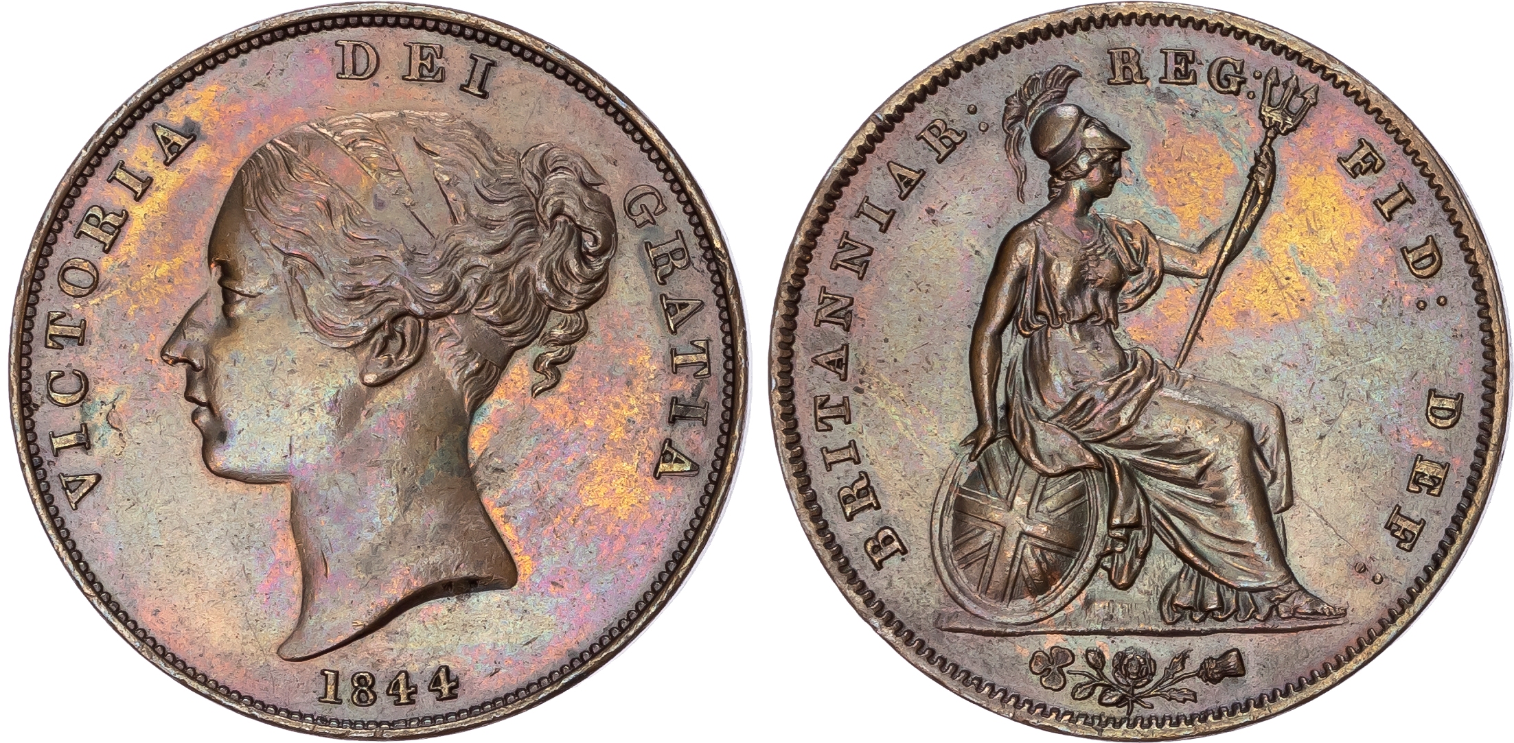1844 OT, Victoria (1837-1901), Penny, No Serif 4's