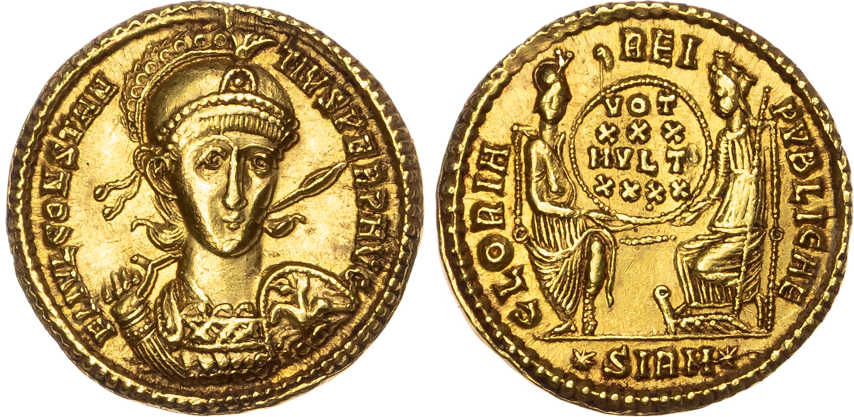 Constantius II (AD 337-361) AV Solidus, Sirmium, AD 353-355, 4.49g.