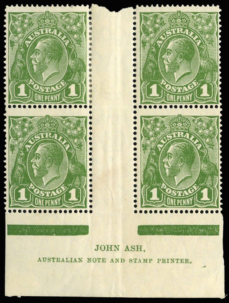 1926-30 1d sage-green, wmk 7, perf 14, lower...