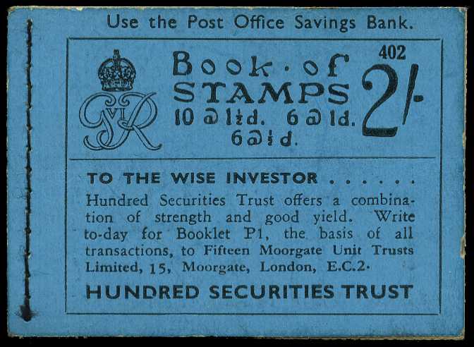 1937 (December) 2/- booklet (#402). Panes...