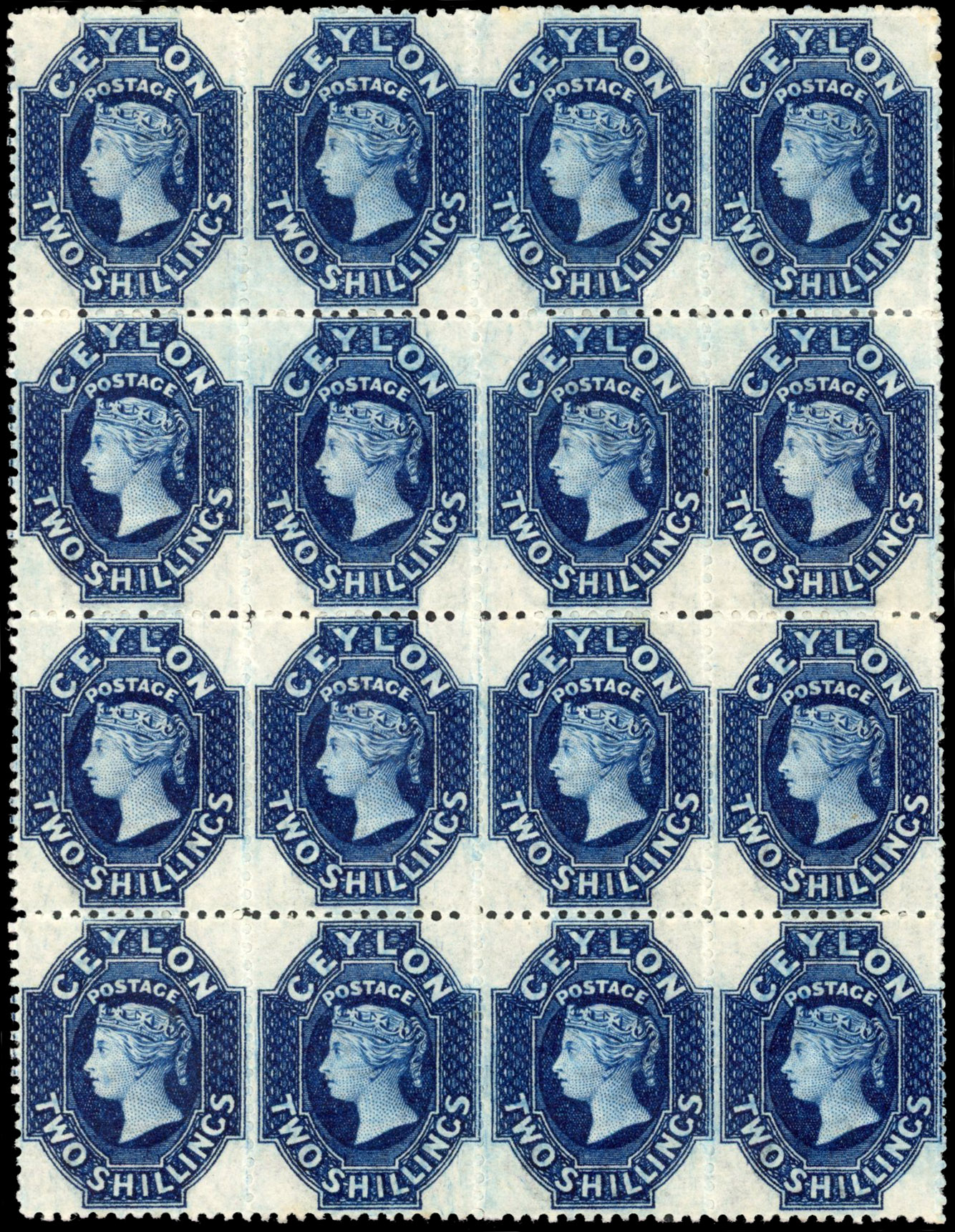 CEYLON 1867 SG 72b block mint