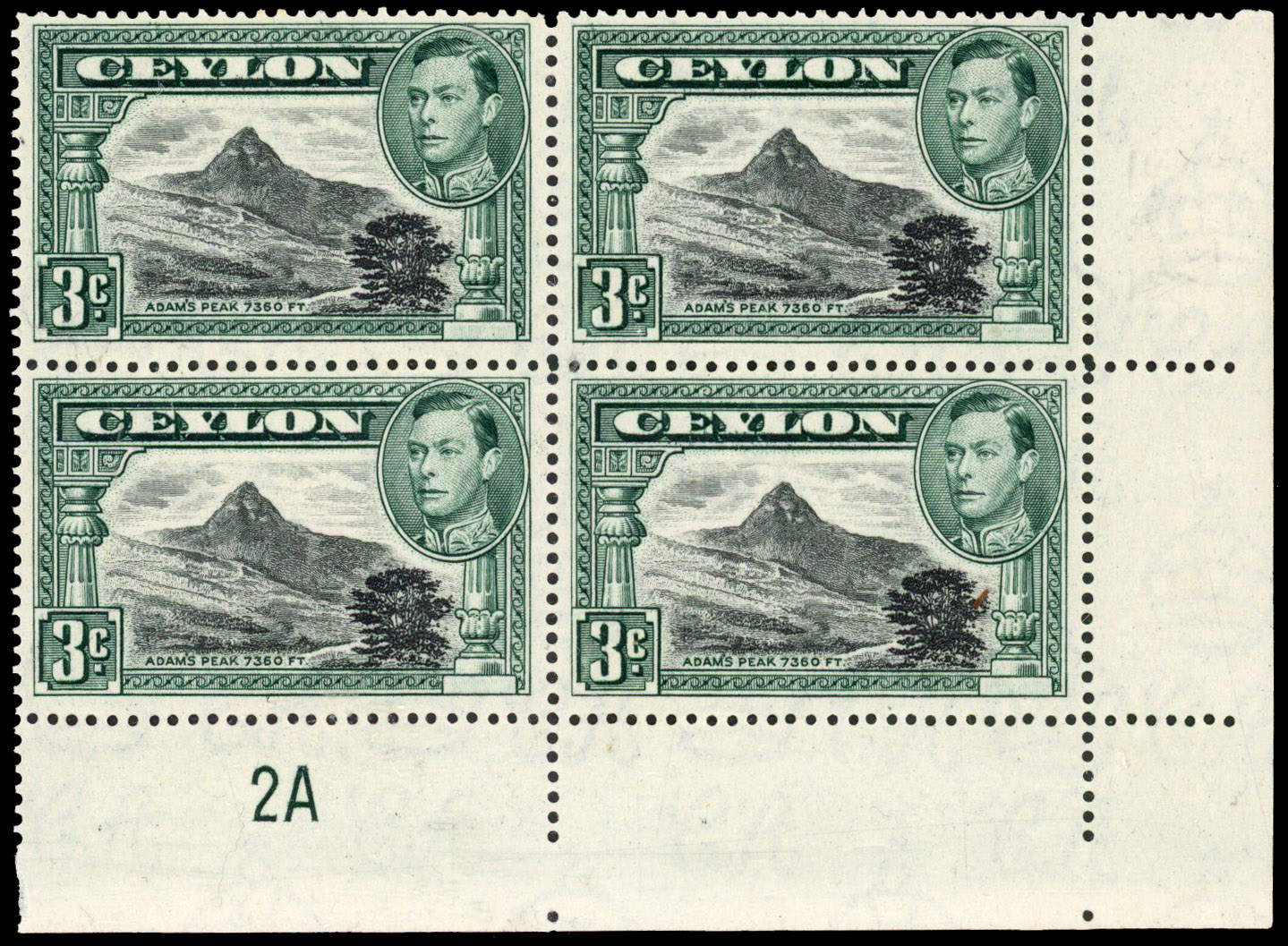 Ceylon SG 387c Plate block mint