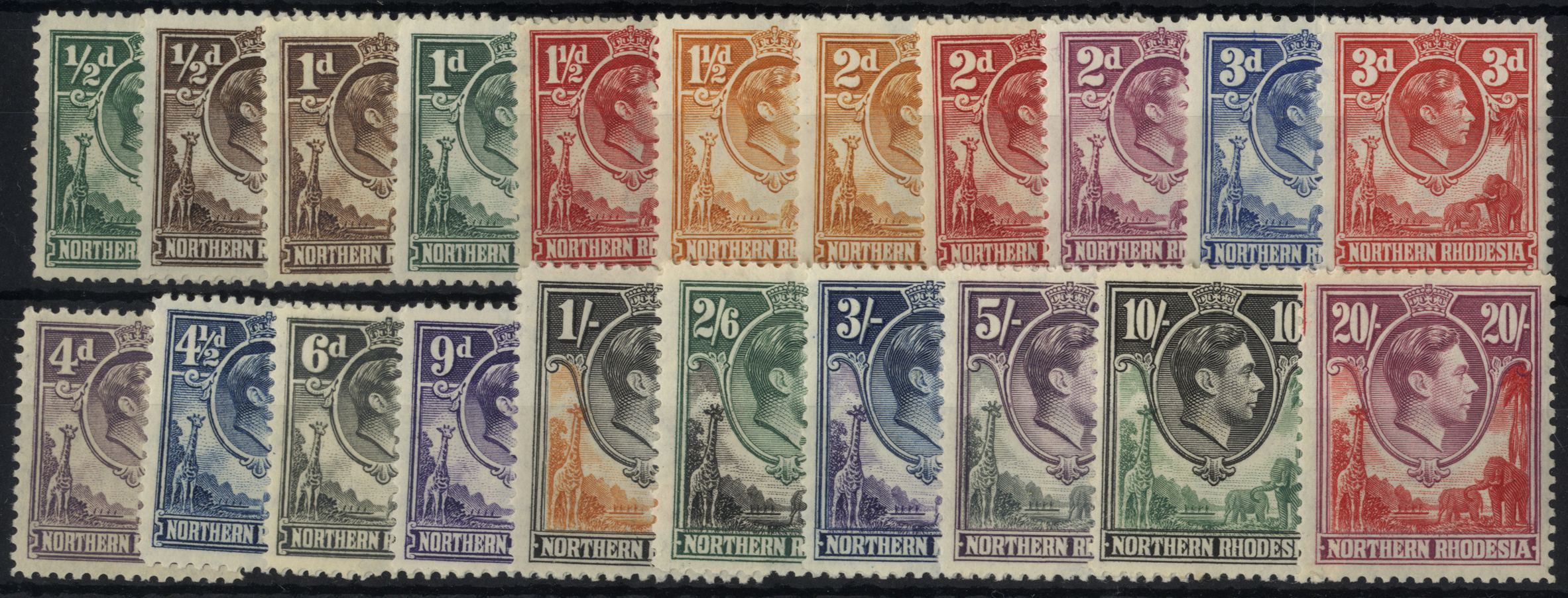 1938-52 set of twenty-one, part or large part o.g. SG 25-45, cat...