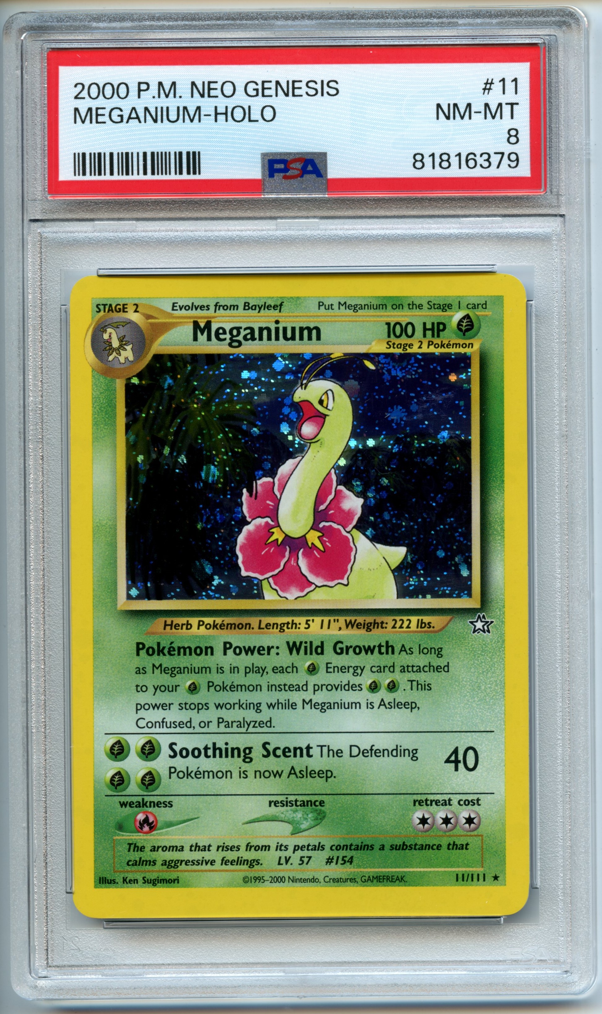 Pokemon TCG  - Meganium HOLO - Neo Genesis - PSA 8 