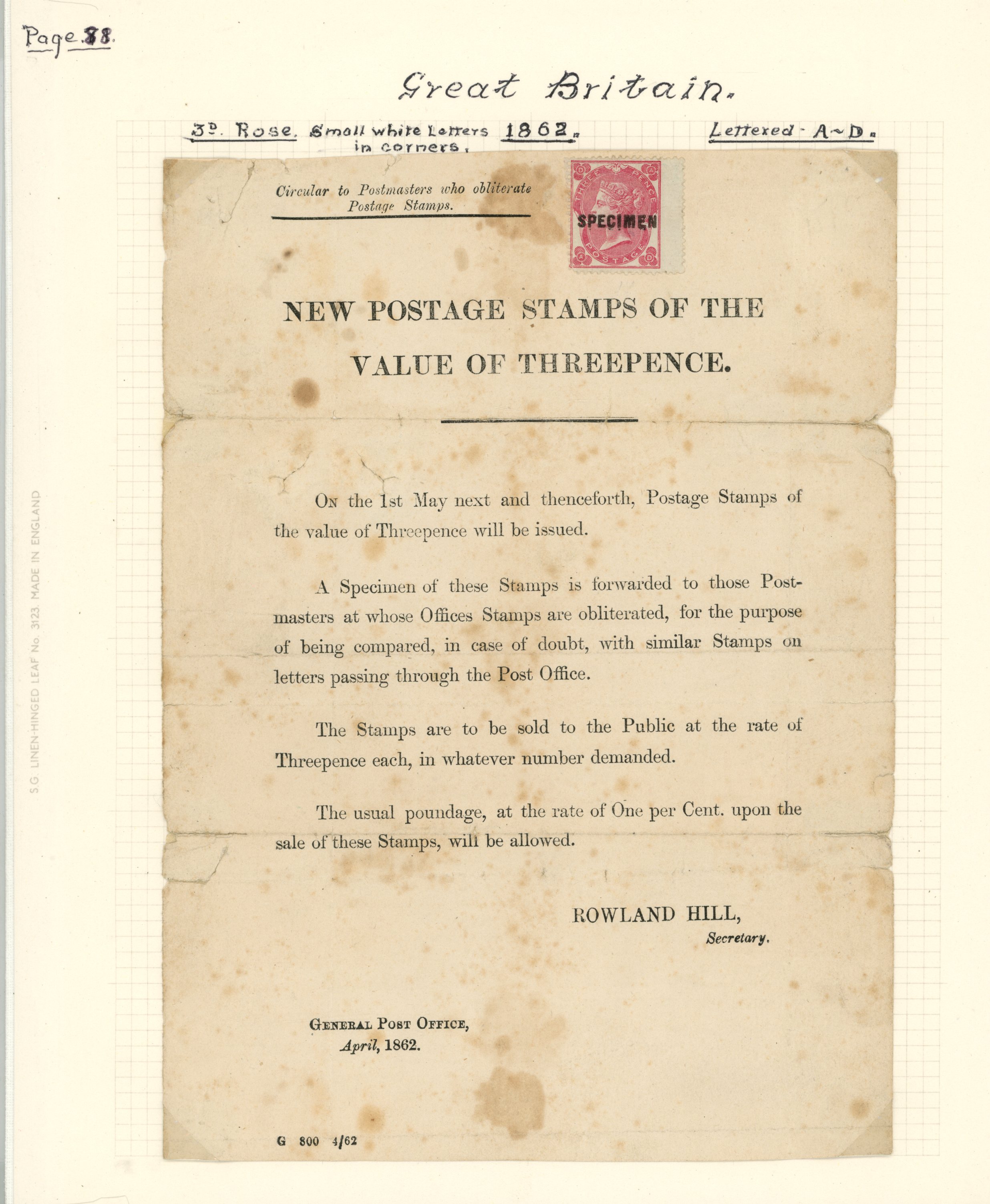 1862-64 Postal Notice from the GPO in...