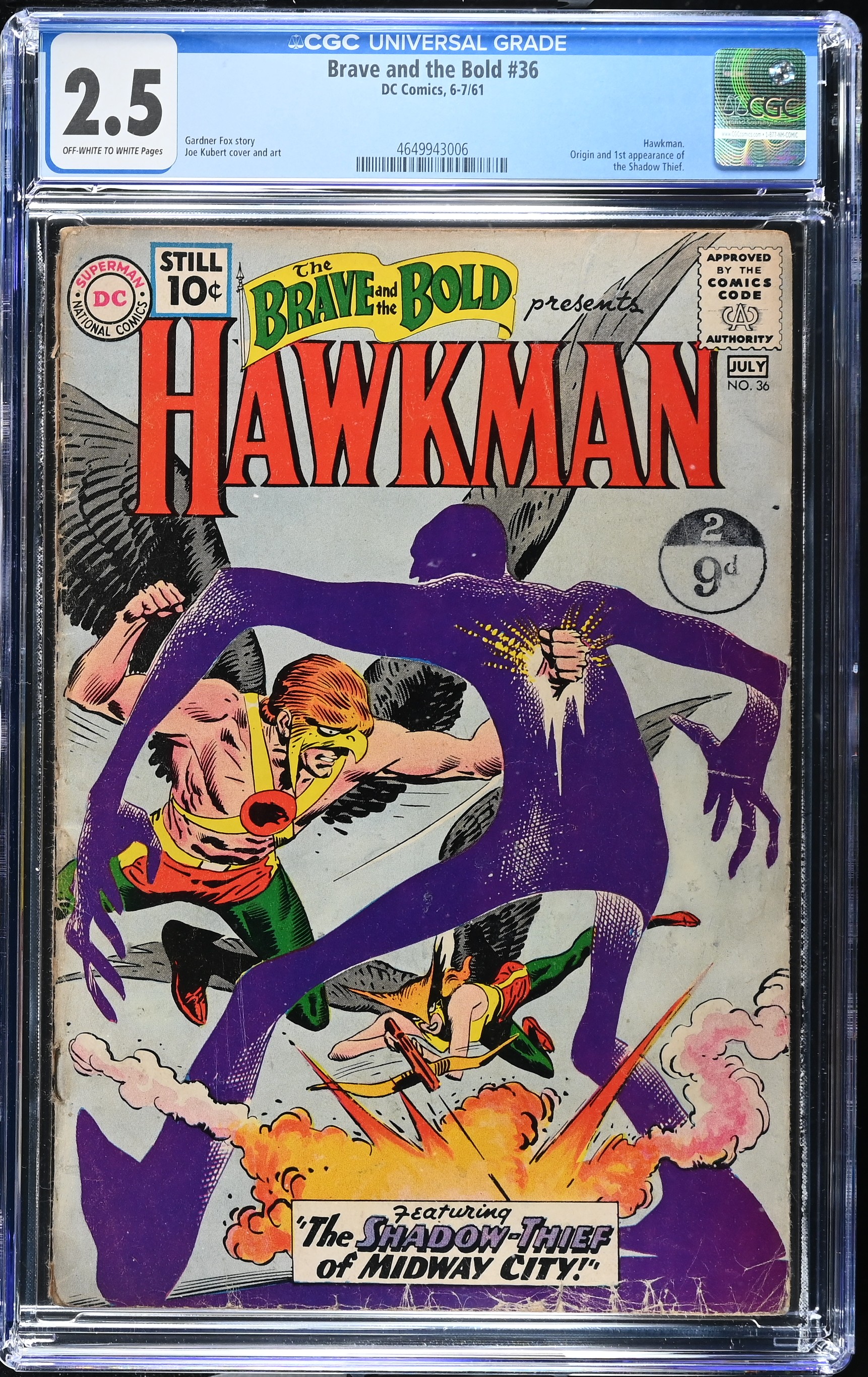 Brave and The Bold #36 (DC Comics 1961) CGC 2.5 Third Hawkman