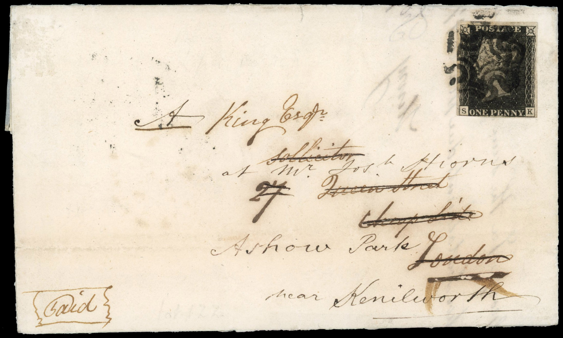 GB SG 3 Plate 11 on entire letter