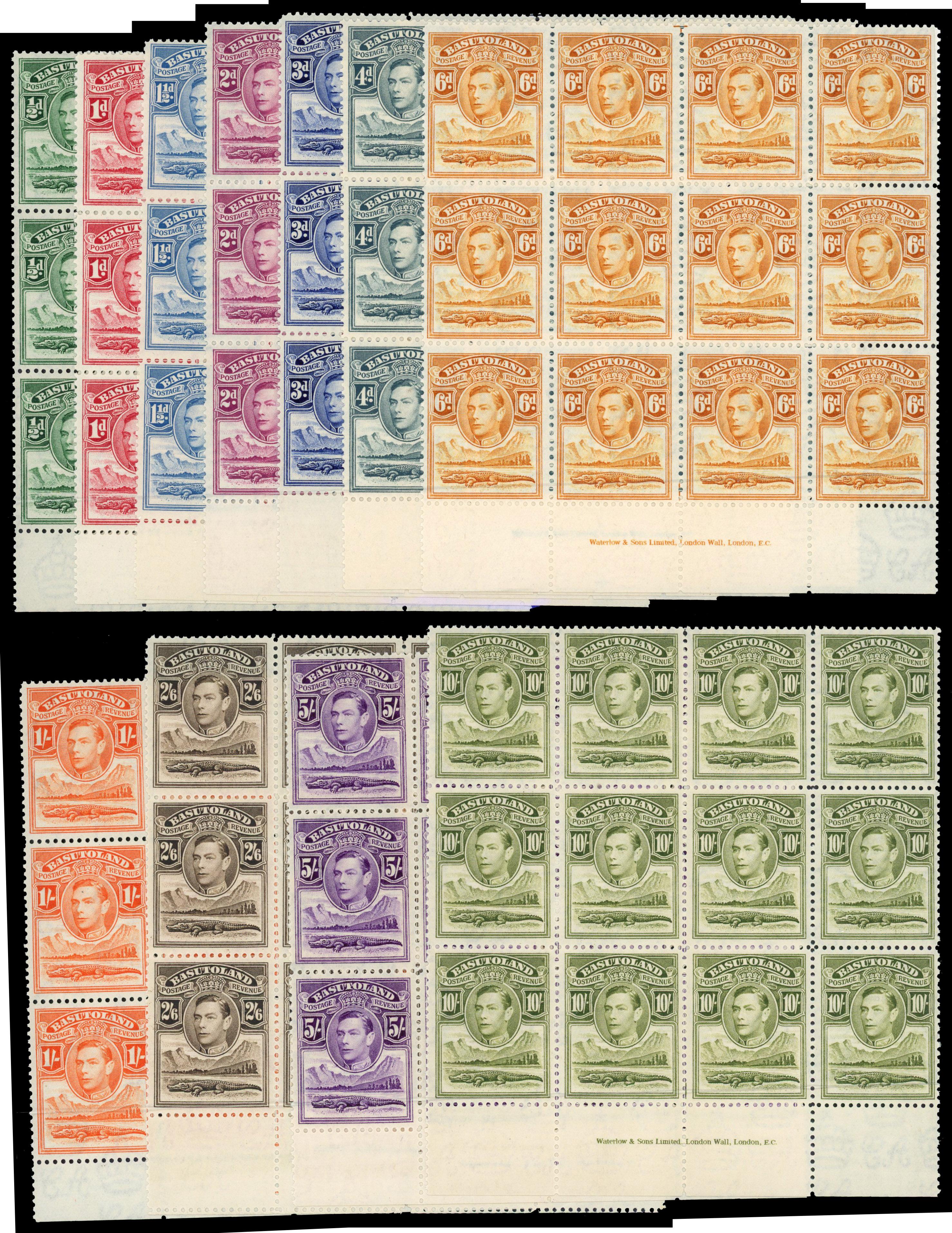 Basutoland SG 18-28 imprint blocks mint
